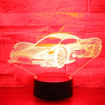 3D LED Nakties Šviesos Įsivaizduojama Erdvė, Sportinis automobilis, su 7 Spalvų Šviesos Namų Puošybai Lempos Nuostabi Vizualizacijos Optinis