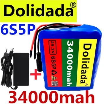 lifepo4 baterija 24V 6S5P 18650 li-ion baterija 25.2 v 34000mAh elektrinis dviratis mopedas /elektra/ličio jonų baterija