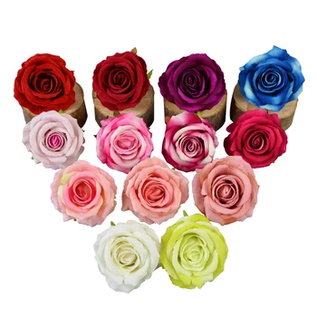 50Pcs 9CM 13color Netikras Šilkas Rose Dirbtinių Gėlių Galvos Vestuvių Dekoravimas 