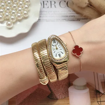 Naujas Moterų, Prabangos Prekės ženklo Žiūrėti Gyvatė Kvarco Ponios Aukso Žiūrėti Diamond Laikrodis Moterų Mados Apyrankės, Laikrodžiai Laikrodis reloj mujer