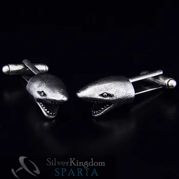 SPARTA Ryklių rankas rankogalių segtukai Sidabro padengtą Aukštos kokybės metalo vyrų nemokamas pristatymas !!!