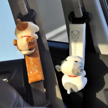 Pliušinis pamušalu vaiko saugos diržų pečių trinkelės, apsaugos automobilių reikmenys animacinių filmų automobilio sėdynės diržo dangtelis