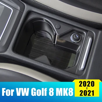 Nerūdijančio Plieno, Automobilių eilėje Puodelio Laikiklis Kilimėlis Apdaila Padas Volkswagen VW Golf 8 MK8 2020 2021 2022 Interjero Priedai