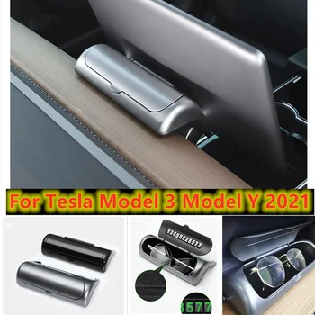 Už Tesla Modelis 3 Modelis Y 2021 Interjero Akinius, jei Funkcinė Akiniai Dėžutė Turėtojas Laikiklis Atgal Konsolės Navigacijos Ekranas