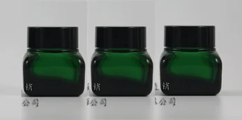 30pcs tuščias 15g tamsiai žalias kvadratas stiklinės grietinėlės indelį su juodu dangteliu, tuščias, 15 g, mini stiklo kosmetikos jar sampl arba paakių kremas