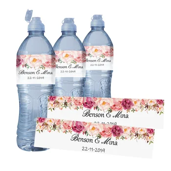 24pcs Gėlės maldos grupė vestuvės kelionės žvakė vaikų suaugusiųjų vandens buteliukas dovanų custom etiketė, lipdukas