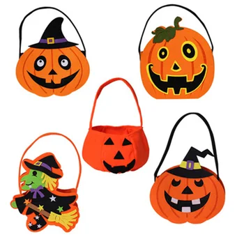 1pcs Helovinas nešiojamą moliūgų maišeliai, saldainių krepšiai neaustinių krepšiai, vaikų laikomo apgauti ar apdorojant krepšiai