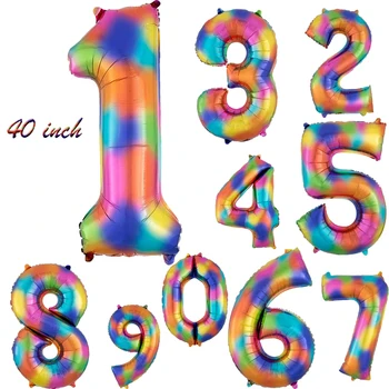 40inch Naujas Rainbow Skaičius Folija Balionai Laimingas, Gimtadienis, Vestuvės, Kalėdos, Šalis Dekoro Skaitmeninis Balionai Vaikams Dovanų Oro Globos