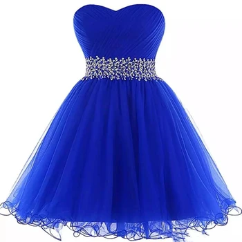Mielas Brangioji Kamuolys Suknelė Homecoming Suknelės Royal Blue Trumpas Prom Chalatai Nauja Moterų Grupė Suknelė su Ruffles