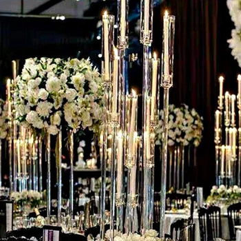Naujas stilius akrilo aišku, šviestuvai kristalų candelabrum vestuvių centerpieces žvakių laikiklis, vestuvių stalo AB2062