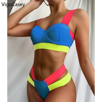 VigoCasey Seksualus Push-Up Bikinis Rankšluosčiai ir Moterų 2021 Bandega maudymosi kostiumėlį Moterų Aukšto Juosmens Biquini Brazilijos Kratinys Maudymosi Kostiumas