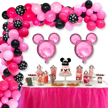 115pcs Minnie Mouse Gimtadienio Balionų Girliandą Arch Komplektas Rožinė Juoda Latekso Balionų, Mergaičių, Kūdikių Dušas, Apdailos Reikmenys