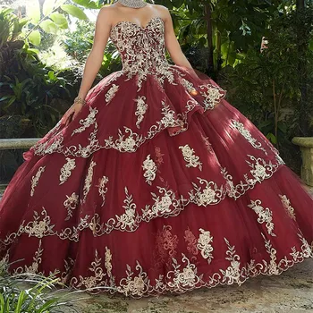 Cinamono-Rose Užsakymą Quinceanera Suknelės Kamuolys Suknelė Brangioji Tiulio Aplikacijos Pakopų Saldus 16 Suknelės
