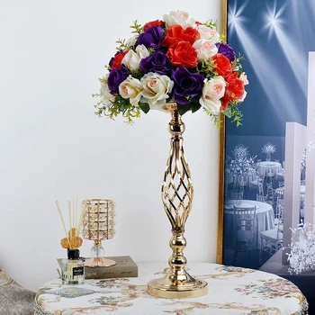 Elegantiškas Aukso/ Sidabro Gėlių Vazos Žvakių Laikikliai Romantiška Valgomojo Stalo Centerpieces Gėlių Stovo Už Vestuves Apdaila