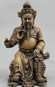 daina voge perlas S1697 9 Kinų Raudonos Bronzos sėdynės Gong Guan Yu Karys, Dievas warrior knight Statula