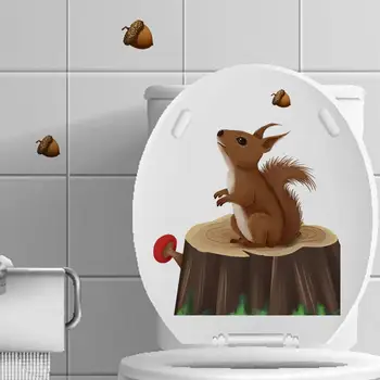 Kūrybos Tualeto Sienos Lipdukas Lipdukas Mielas Animacinių filmų Voverė Modelio Apdaila Sienos DecalsRemovable 