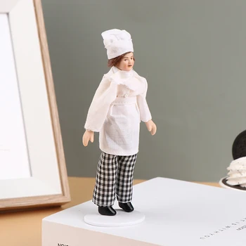 1:12 Miniatiūriniai Lėlių Porceliano Lėlės Žmonės Modelis Virėjas Virėjas Vyrų Lėlės Laikiklis Modelis Restoranas Virtuvės Gyvenimo Scenos Dekoras Žaislas