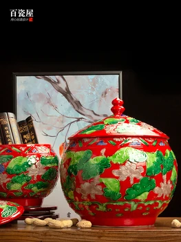 Raudonųjų Mandarinų Antys Žaisti Vandens Saugojimo Jar Apdailos Kambarį Keramikos Vaza, Koridoriuje, Minkštas Salonas, Vyno Kabinetas