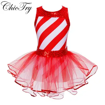 Vaikas Merginos Dryžuotas Baleto Tutu Suknelė-Ballerina Pasakų Prom Šalies Kostiumai Kalėdų Cosplay Dancewear Dailiojo Čiuožimo Leotard Suknelė