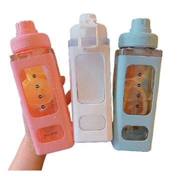 Kvadratas Eco-Friendly Drinkware Anti-rudenį Anti-plikymo Plastikinis Vandens Butelis Kūrybos Dovana Vyrams Moterims Vaikams Taurės Didmeninė J328