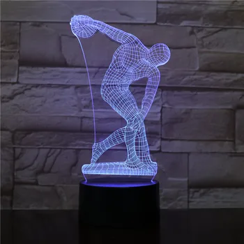 Mesti Discus 3D LED Stalo lempa, Naktiniai Skulptūra Pav Palieskite Jutiklio RGB Dekoratyvinės Lempos Vaikų Vaikai Discobolus LED Šviesos Naktį