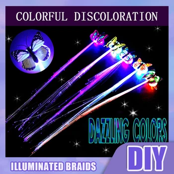 36 CM, Drugelis spalvotu LED Žėrintis Flash Perukai, Plaukų Pintas Įrašą Staigius Naujųjų Metų Šaliai Apdailos Plaukų Aksesuaras Mergina Dovana