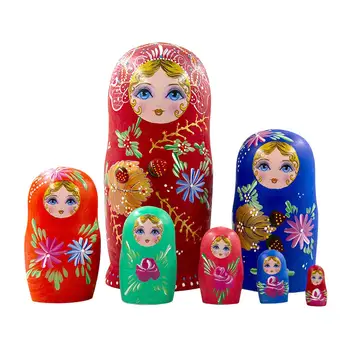 7 Gabalus Rankomis Dažyti rusijos Lizdus Lėlės Mediniai Lizdus Lėlės Krovimas Lėlės Matryoshka Lėlės Namų Darbastalio Apdaila