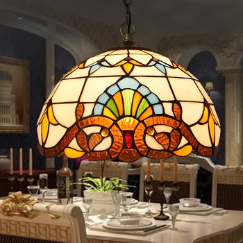 Tiffany liustra Virtuvės, Valgomojo prieškambario rankų darbo stiklo šviestuvais, patalpų, namų dekoro povas liustra