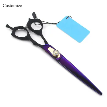 Tinkinti logotipą, japonija 7 colių Violetinė šunelis viliojimo plaukų žirklės šunų pjovimo kirpykla pet grooming žirklės, plaukų kirpimo žirklės