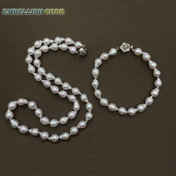 mažosios baroko audinių nucleated flameball perlų apyrankė žavesio karoliai nustatyti baltos spalvos gėlavandenių perlų varžto sriegio vasaros papuošalai