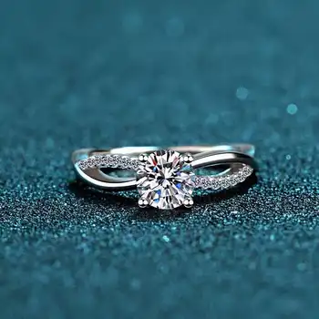 spirgučių moissanite akmuo žiedas moterims, papuošalai, sužadėtuvių žiedas, vestuvių 925 sterlingas sidabro žiedas gimtadienio, Naujųjų Metų dovana