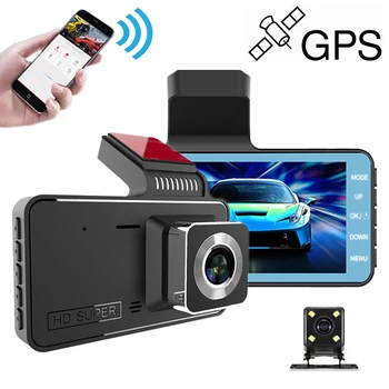 Automobilių DVR Brūkšnys Cam WiFi 4.0 1080P Full HD Galinio vaizdo Vaizdo įrašymo Brūkšnys Kamera Auto skaitmeniniai vaizdo įrašymo įrenginiai Stovėjimo Stebėti Naktinio Matymo G-sensor GPS